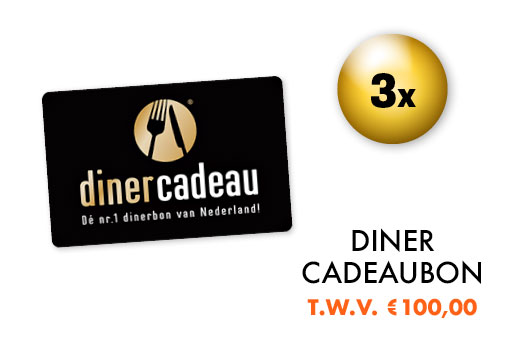 3 x Diner Cadeaubon t.w.v. €100